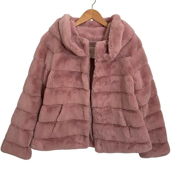 Gal Meets Glam Faux Fur Jacket Blush Pink Size XS Mob Wife Feminine girly